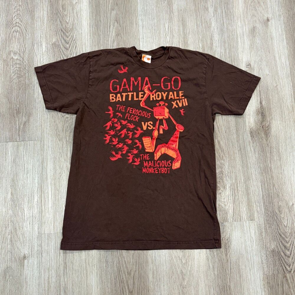 RARE Vintage 00s Y2K Gama-Go Battle Royale T-Shirt Men's Size Large Brown